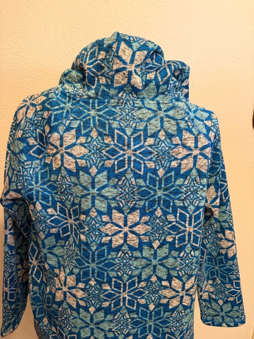 ❄️❄️❄️BOGOHO❄️❄️❄️Talbots Blue Snowflake Pattern Pullover Hoodie-Large - Picture 10 of 12